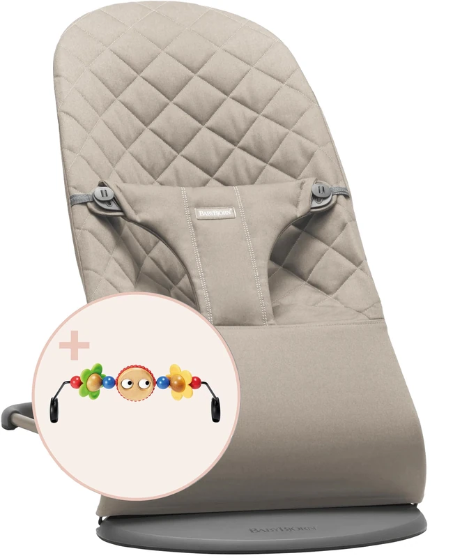 BabyBjorn Bliss Woven Classic Hammock - Sand Grey with Toy