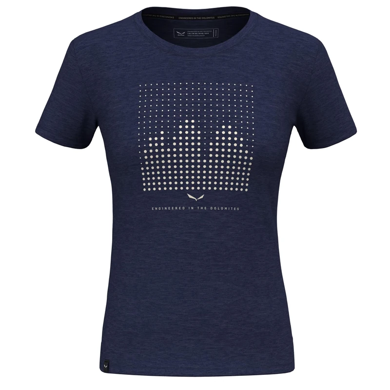 Salewa Eagle Dotted Mountain Merino T-Shirt Women, Navy Blazer, XXS