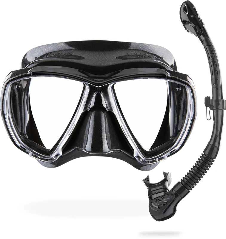 Cressi Big Eyes+Alpha Ultra Dry Combo Black/Black - Combo Set Mask + Snorkel UD for Diving and Snorkelling, Black/Black, One Size, Adults