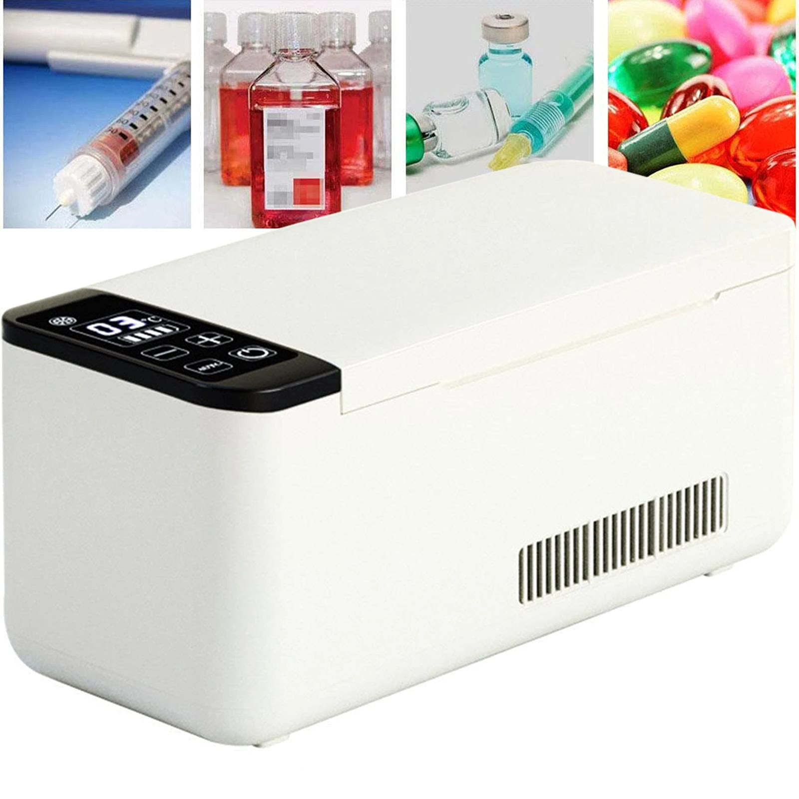 wanghaiyanBD Portable cooler box, Large Capacity Insulin Refrigerator Cooler Box, Car Travel Mini Fridge, Cooler And Warmer, USB Charging, With Battery