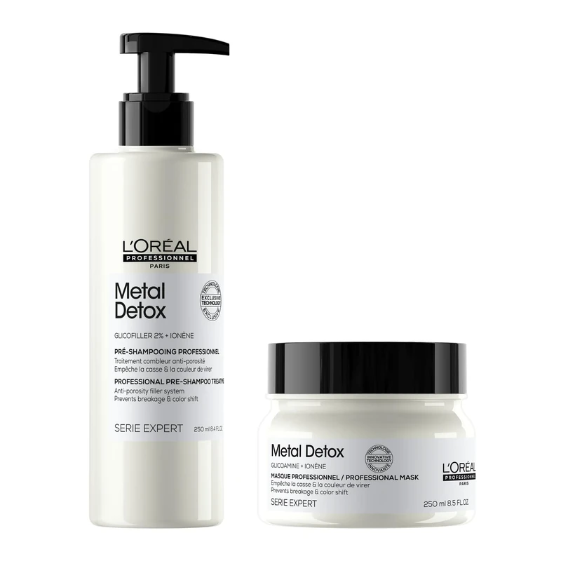 L’Oréal Professionnel Serie Expert Metal Detox Pre-Shampoo and Hair Mask Set, for hair breakage & hair colour protection