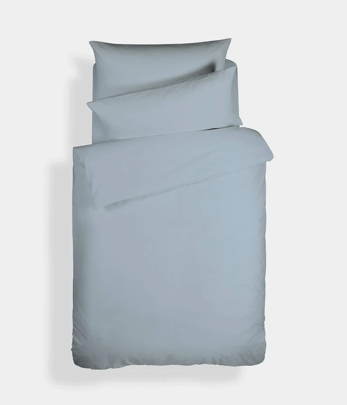 Bianca Plain Dyed Blue Duvet Cover Set for 135 cm Bed 100% Cotton Percale