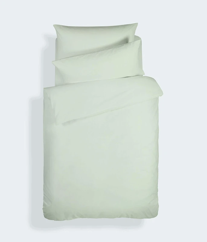 Bianca Plain Dyed Light Green Duvet Cover Set for 135 cm Beds 100% Cotton Percale