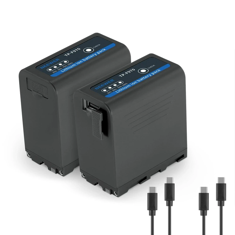Neewer 2Pcs NP-F970 Replacement Battery, 7800mAh Rechargeable USB C, Compatible with Sony NP-F550 750 950 970 FX3 FX30 A7 Canon R5 Nikon Z8 Camera 20W PD Fast Charging for Camcorder LED Light Monitor