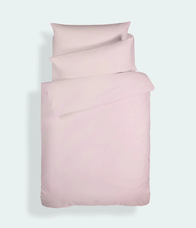 Bianca Plain Dyed Pink 100% Cotton Percale Duvet Cover Set for 135cm Bed