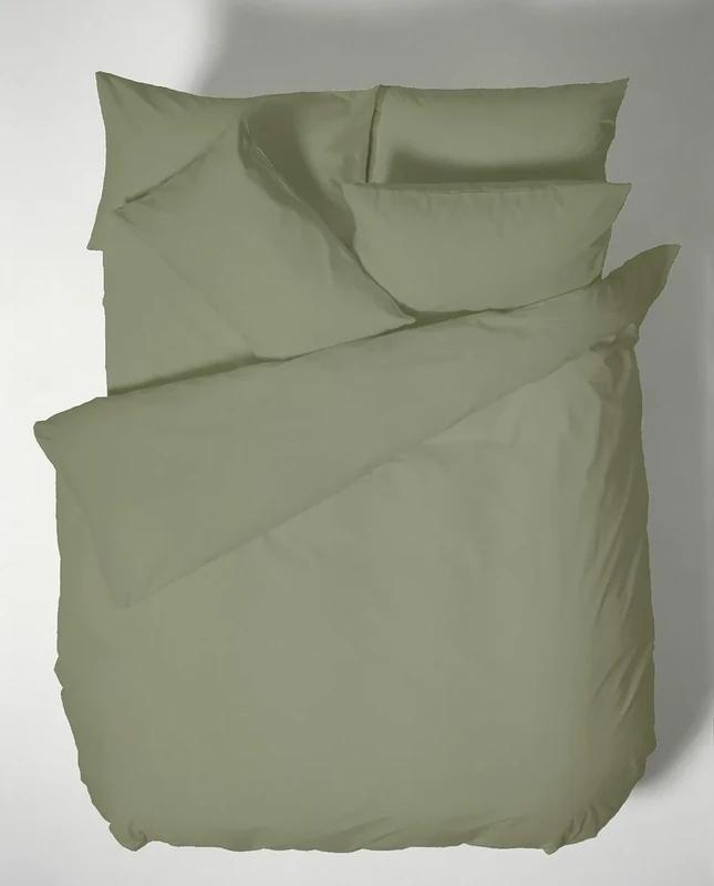 Bianca Plain Dyed Military Green Duvet Cover Set for 180 cm Bed 100% Cotton Percale
