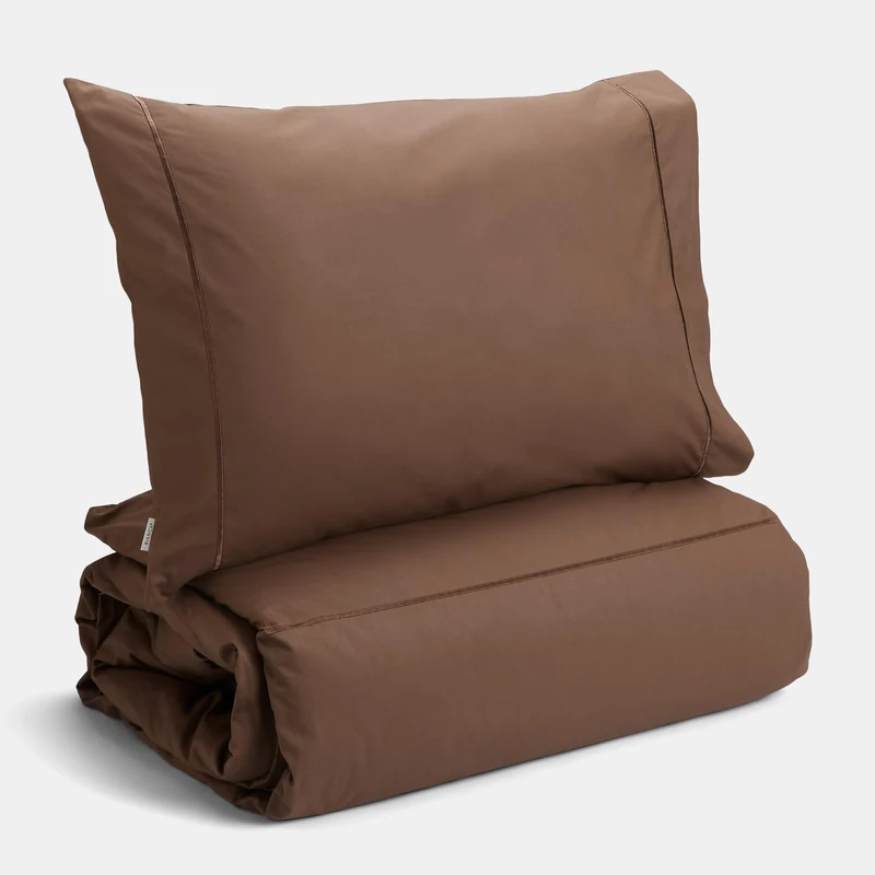 Bianca Plain Dyed Deep Taupe Duvet Cover Set for 150 cm Beds 100% Cotton Percale