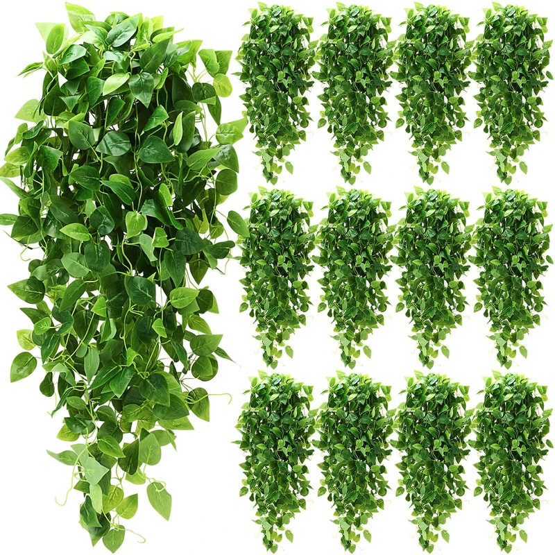 XunYee 28 Pcs Artificial Hanging Plants 3.6FT Fake Hanging Plants, Fake Ivy Vine Artificial Ivy Leaves Plastic Fake Plants for Wall House Room Garden Wedding Garland Indoor Outdoor Decor, No Baskets