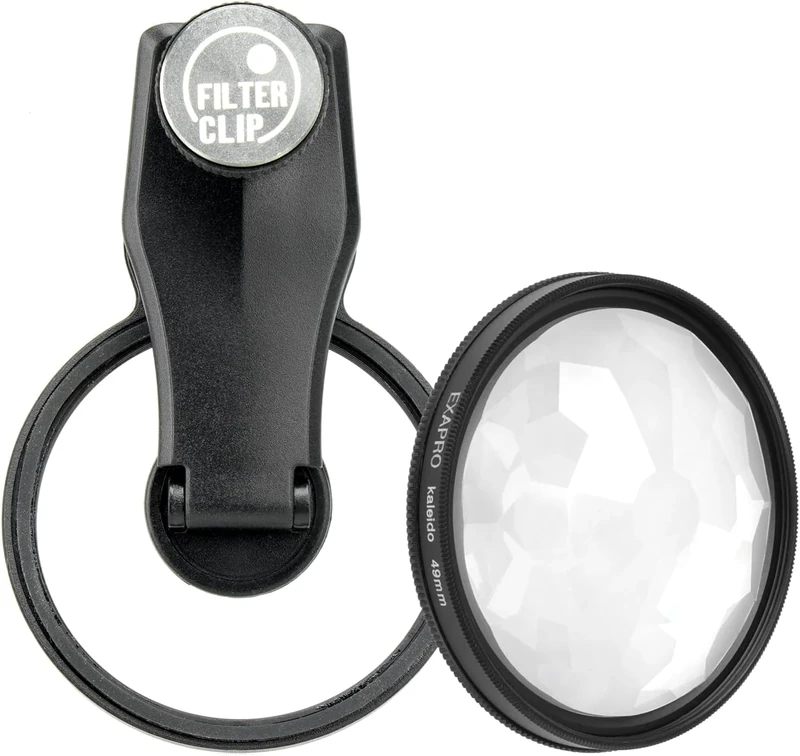 EXAPRO Smartphone Lens Filter Clip + Kaleido Filter Set, Prism Effect, forφ49mm Lens Filter, Rotating Frame Type, Compatible with iPhone/Android, EXP-FCPZKL-02