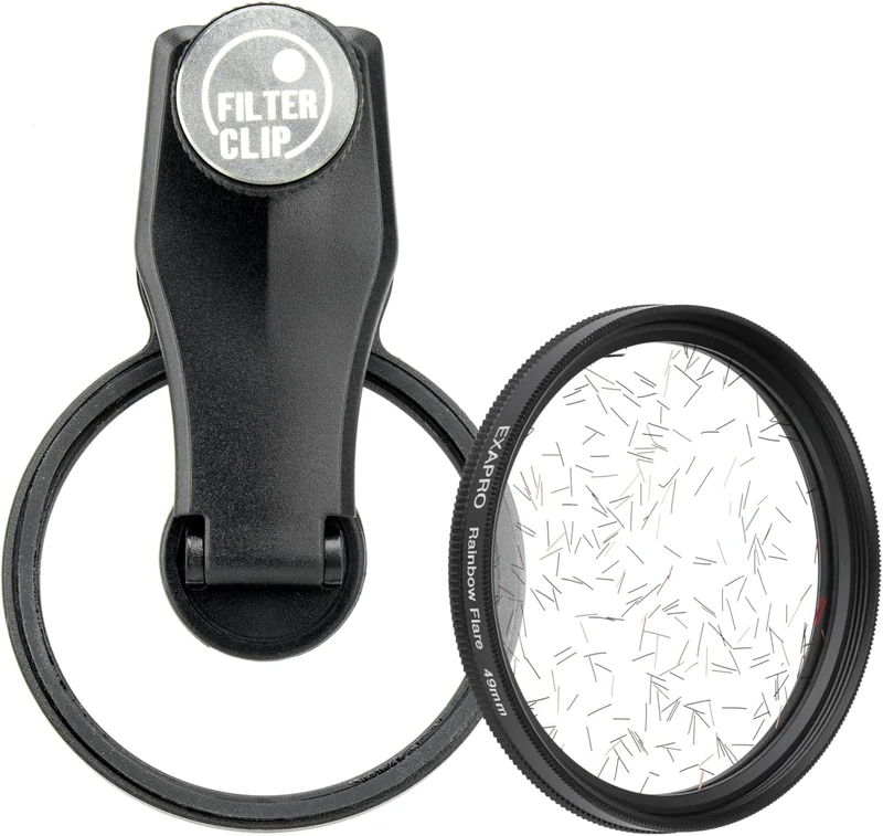 EXAPRO Smartphone Lens Filter Clip + Rainbow Flare Filter Set, forφ49mm Lens Filter, Rotating Frame Type, Compatible with iPhone/Android, EXP-FCRRF-02