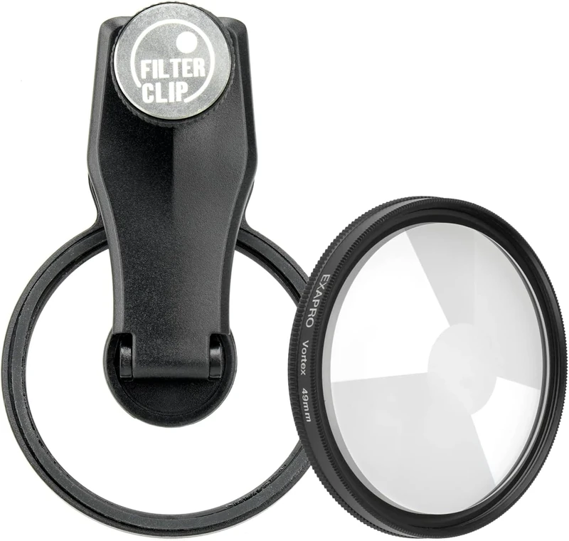 EXAPRO Smartphone Lens Filter Clip + Vortex Filter Set, Prism Effect, forφ49mm Lens Filter, Rotating Frame Type, Compatible with iPhone/Android, EXP-FCPZVT-02