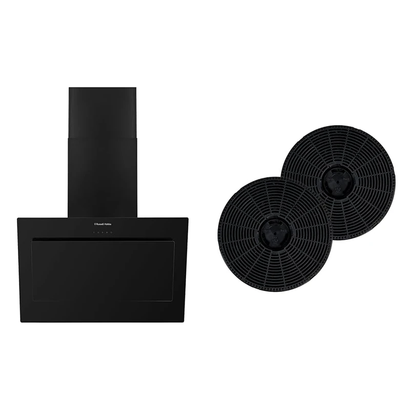 Russell Hobbs RHGCH902B 90cm Black Glass Cooker Hood + 2 Filters