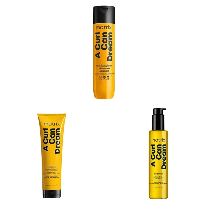 Matrix A Curl Can Dream Cleansing Shampoo infused with manuka honey extract 300ml + Moisturising Hair Oil 150ml + Rich Mask for curls and coils, 280ml