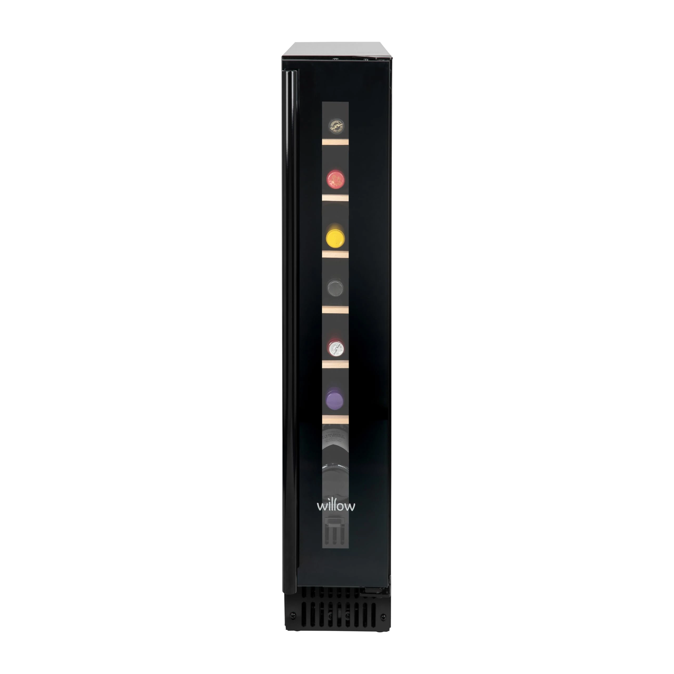 Willow W15WCB 20L Under Counter Wine Fridge/Wine Cooler, 4* Rating, Digital Display with Touch Control, Ventilated Cooling, 2 Years Warranty - Black