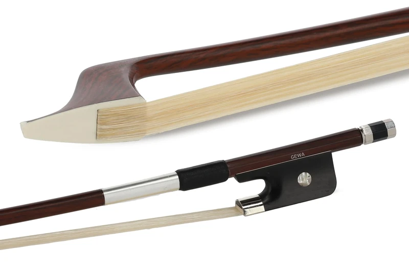 GEWA Bass Bow, Double Bass Bow Carbon Student in Wood Look, French Model, Dark Brown 3/4
