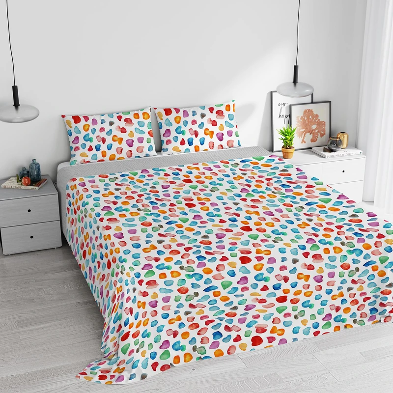 Italian Bed Linen Watercolor Duvet Cover Set Cotton 01 Double