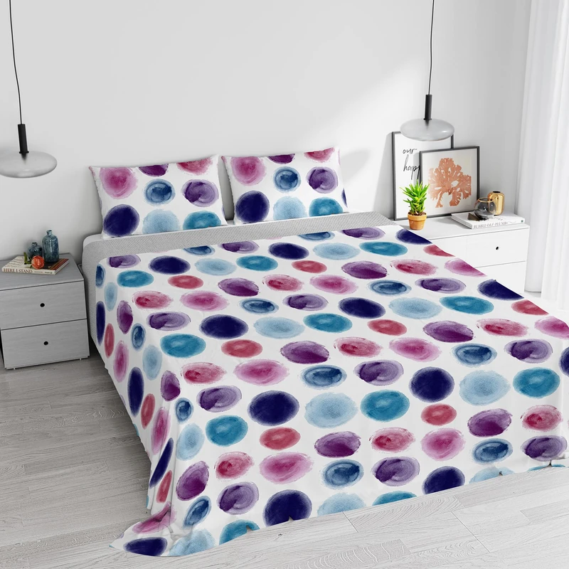 Italian Bed Linen Watercolor Duvet Cover Set Cotton 07 Double