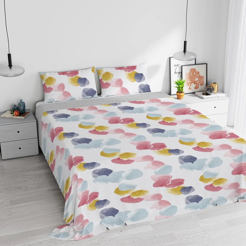 Italian Bed Linen Watercolor Duvet Cover Set Cotton 02 Double