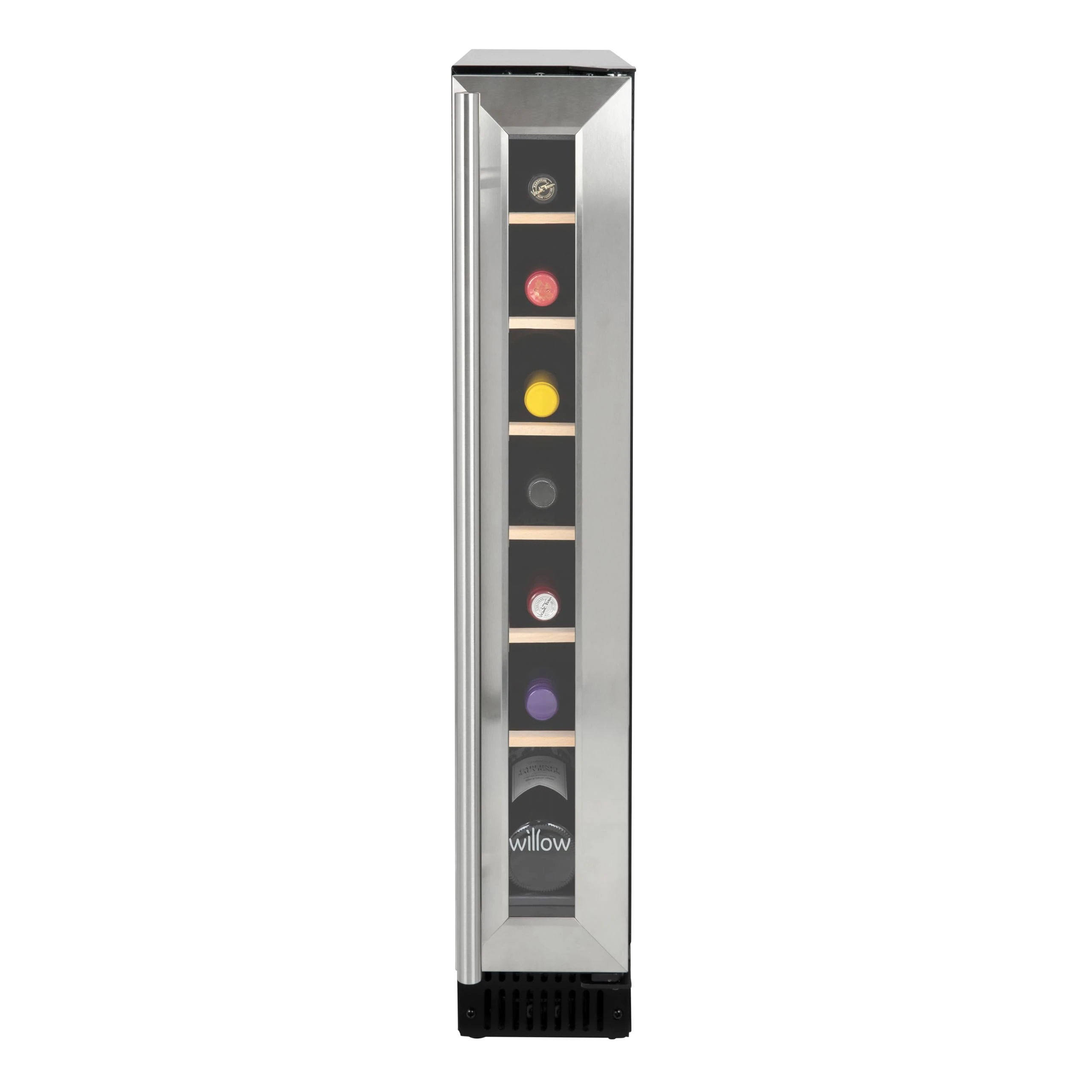 Willow W15WCSS 20L Under Counter Wine Fridge/Wine Cooler, 4* Rating, Digital Display with Touch Control, Ventilated Cooling, 2 Years Warranty - Stainless Steel