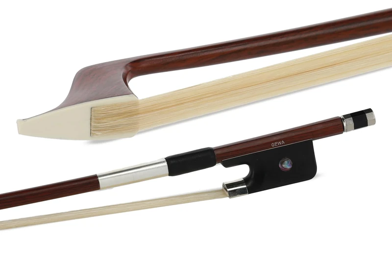 GEWA Bass Bow, Double Bass Bow Carbon Student in Wood Look, French Model, Dark Brown 4/4