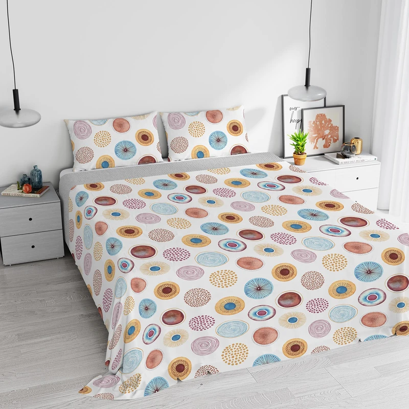 Italian Bed Linen Watercolor Duvet Cover Set Cotton 08 Double