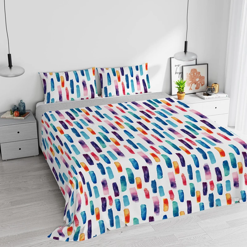 Italian Bed Linen Watercolor Duvet Cover Set Cotton 04 Double