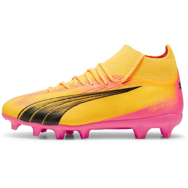 PUMA Boys Ultra PRO FG/AG Football Shoes, 32.5 EU, Sun Stream Black Sunset Glow Orange Pink - Image 1