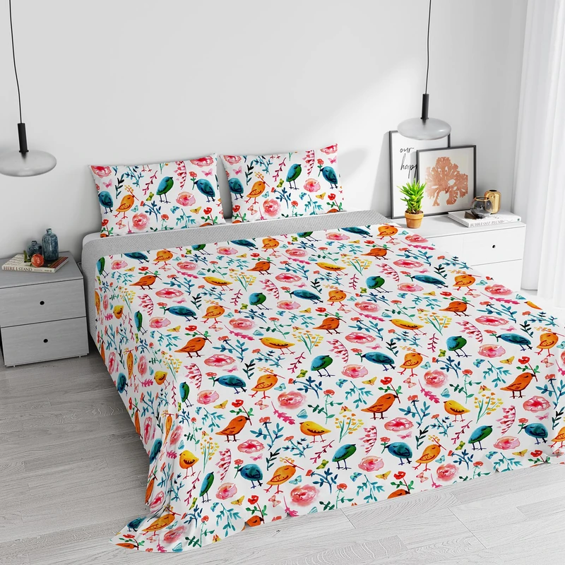 Italian Bed Linen Watercolor Duvet Cover Set Cotton 09 Double