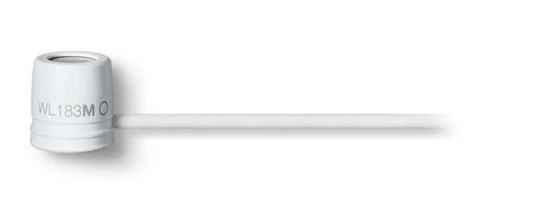 Shure WL183MW/O-TQG LAVALIER MICROPHONE, OMNI, WHITE 1 cm Condenser Lavalier, White, Omnidirectional, TA4F Termination Pouch, Tie Clip, Snap-Fit Windscreen