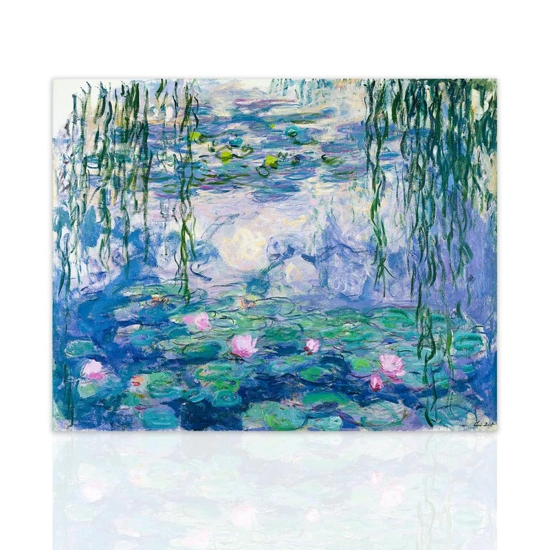 Declea Water Lilies by Claude Monet Copyright Tribute Canvas Reproduction Art Framed Ready to Hang Home Decor - Image 1