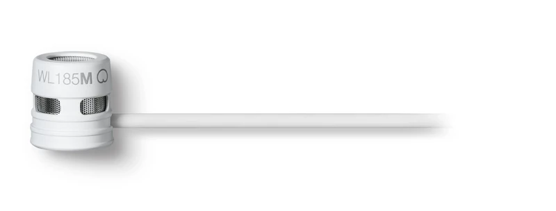 Shure WL185MW/C-TQG LAVALIER MICROPHONE, CARDIOID, WHITE 1 cm Condenser Lavalier, White, Cardioid, TA4F Termination Pouch, Tie Clip, Snap-Fit Windscreen