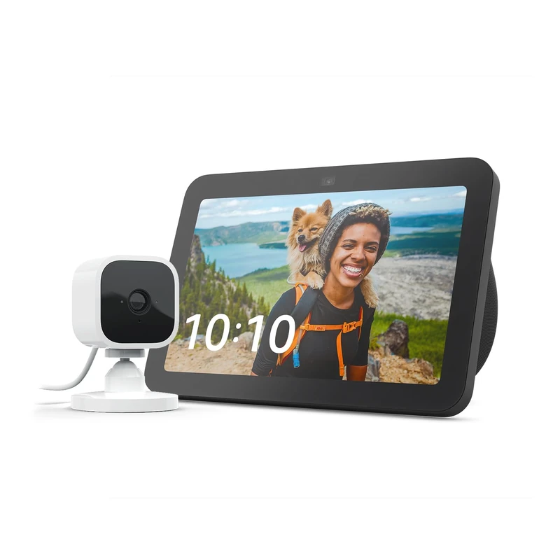 Echo Show 8 (3rd generation) | Charcoal + Blink Mini Indoor smart security camera | White, Works with Alexa - Smart Home Starter Kit, with Alexa+ Early Access