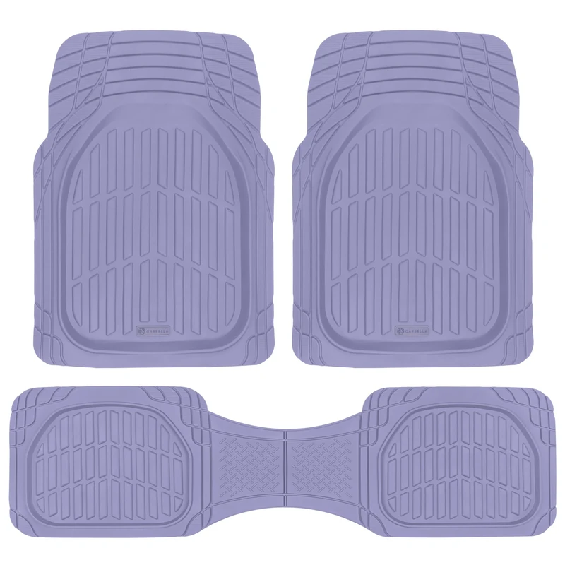 CARBELLA Rubber 4-Piece Lavender Car Floor Mats -Universal Trim To Fit All Weather Lavender Car Accessories - Girl Car Accessories for Women & Cute Car Mats for Women for Girly Car Decor, Truck, & SUV
