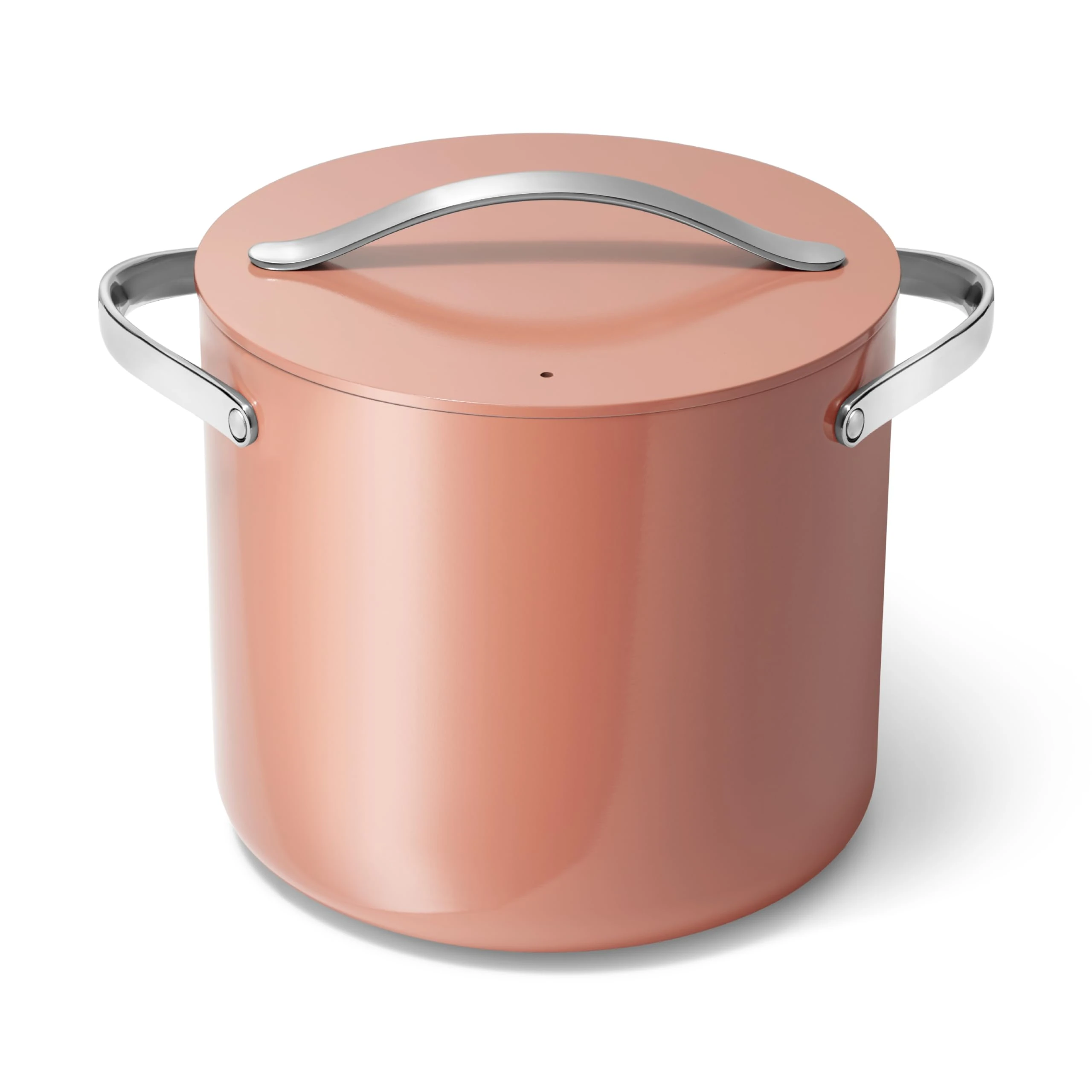 Caraway Stock Pot - 12 Qt Ceramic Coated With Lid - Free From Forever Chemicals - Large for Bigger Batches - Perracotta