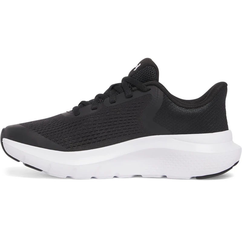 Under Armour Boys' Grade School Charged Rogue 5, Lightweight and Breathable Boys' Trainers, Durable and Comfortable Running Shoes with Charged Cushioning® Midsole,Black / Black / White,4