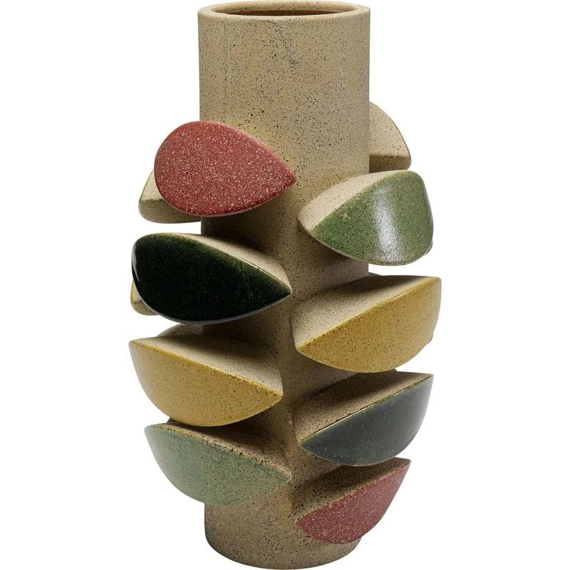 Kare Foglie Design Vase, Multi-Colour, Decorative Vase, Flower Vase, Ceramic, Handmade, Unique, 41 cm (H)