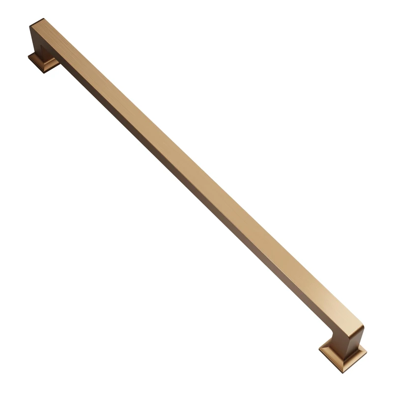 Alzassbg 6 Pack Champagne Bronze Cabinet Pulls, 10 Inch(256mm) Hole Centers Cabinet Handles Square Kitchen Hardware for Cabinets AL3046TGP