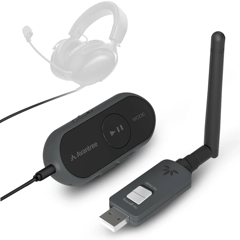 Avantree ProLink - Bluetooth 5.4 LE Audio Transmitter & Receiver Set, aptX Lite, 20 ms Ultra-Low Latency & HiFi Wireless Audio Adapter for Gaming, Calls, Music, Plug & Play for PC, PS5, Mac, Phones