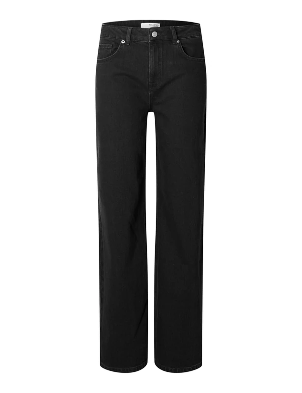 SELECTED FEMME Women's Slfalice Hw Wide Long Black Noos Jeans, Black Denim, 28W x 32L