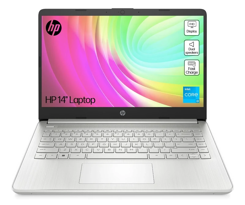 HP 14" Laptop | Intel Core i3-1215U Processor | 8 GB RAM | 256 GB SSD | Intel UHD Graphics | FHD Display | Up to 8hrs battery | Windows 11 | Dual Speakers | Natural Silver | 14s-dq5003sa