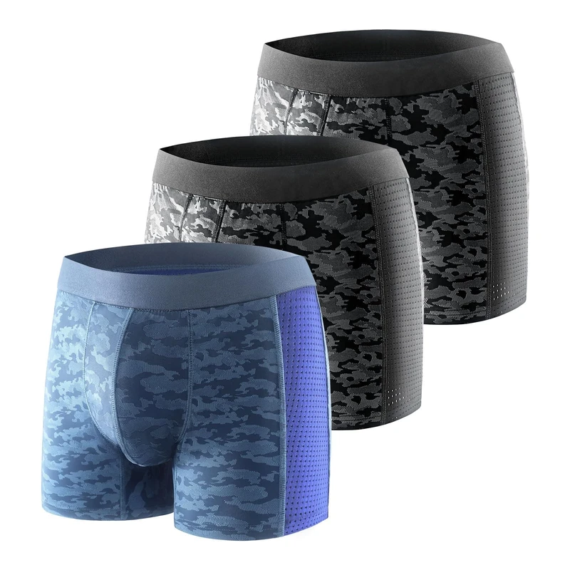 Carer 3 Pack Cool & Breathable Men's Incontinence Boxer Briefs, Fashionable Incontinence Pants for Men with 80 ML Absorbent Pad Prevents Bladder Leaks Mild Incontinence Blue & Black Size M