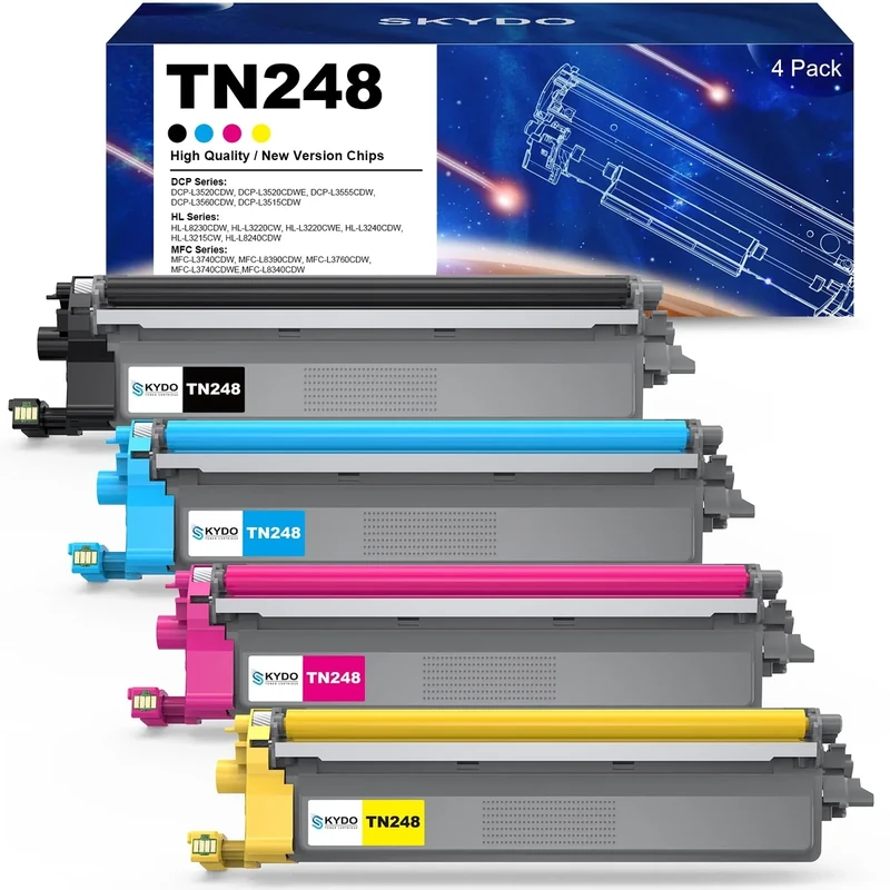 Skydo TN248 Toner Cartridge (Latest chips, Perfect Compatibility) Compatible for Brother TN248XL TN 248 for Brother MFC-L3740CDW MFC-L3760CDW DCP-L3560CDW DCP-L3520CDW HL-L8230CDW Printer