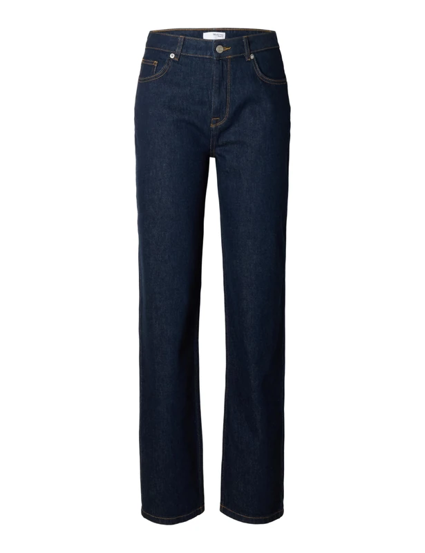 SELECTED FEMME SLFALICE MW Straight Moon Blue Jeans, Dark Denim Blue, 29W x 32L