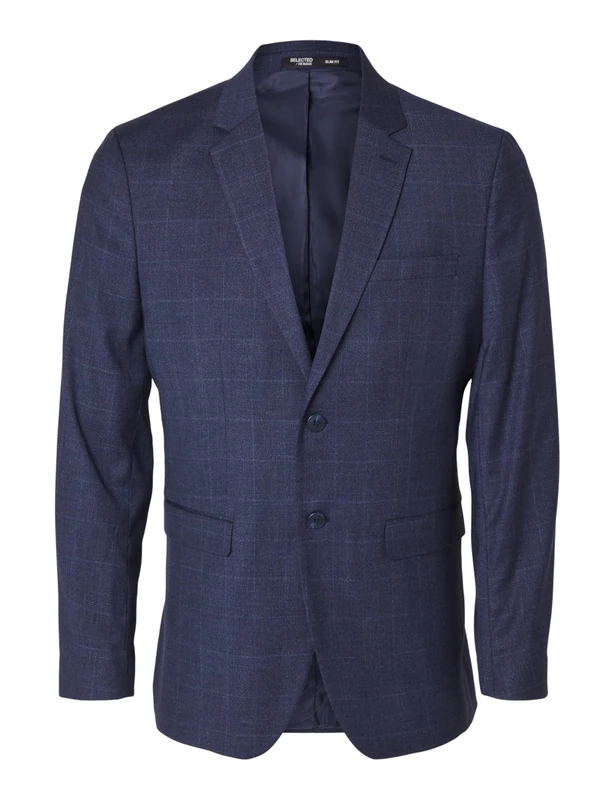 SELETED HOMME Men's Slhslim-Neil BLZ Noos Blazer, Dark Blue/Checks: Check, 38L