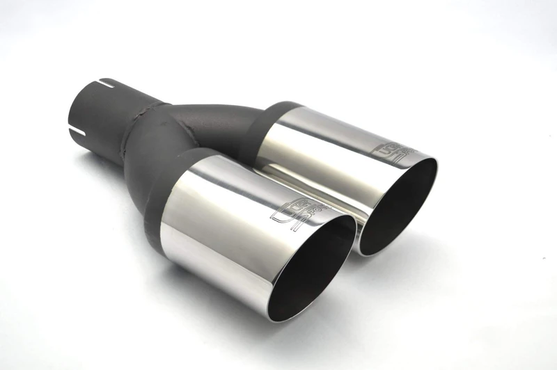 Ulter Sport Exhaust finisher - Double Round Ø80mm Slanted - Length 280mm - Installation ->50mm - Inox