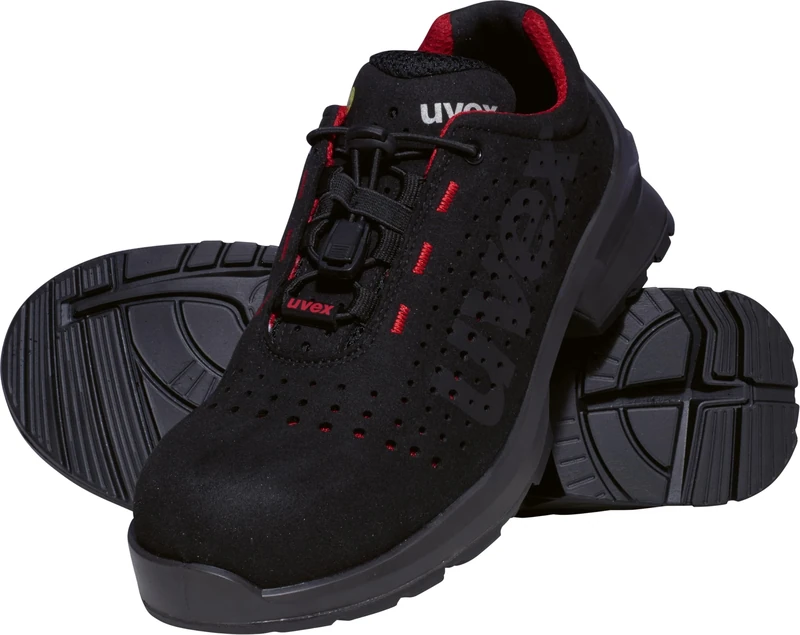 Uvex 1 Duo low shoe S1 - safety shoe for light areas - sporty, light & flexible - black, red - size 46