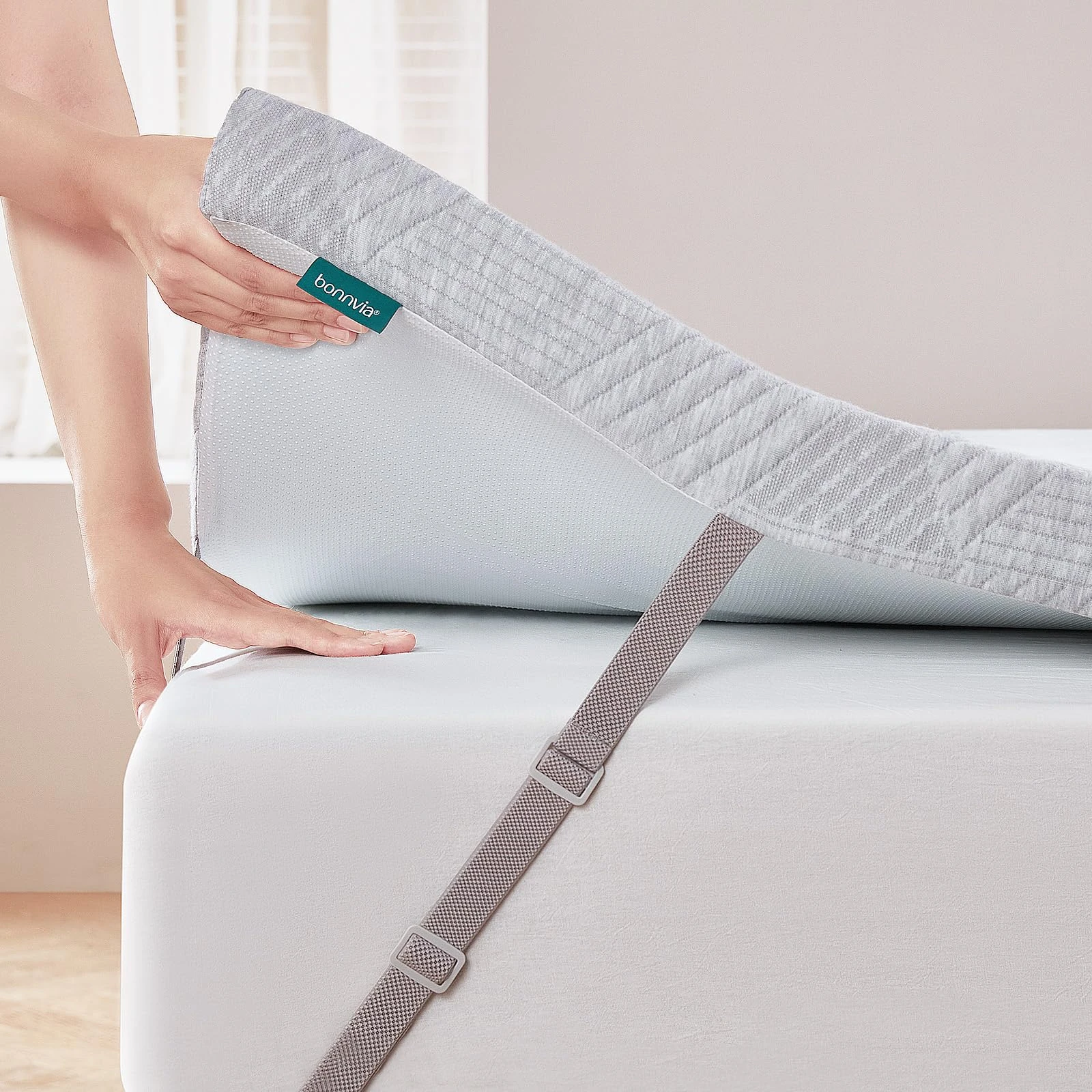 Bonnvia Mattress Topper Double Bed Thick, Mattress Topper Double Bed with Machine Washable Bamboo Fibre Cover