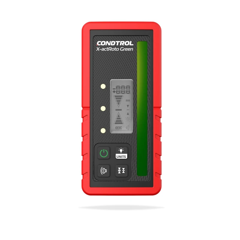CONDTROL - X-ACT ROTO Green Receiving Cell Green Rotating Lasers - Double-Sided LCD Screen - High Accuracy - Measures mm & Inches - Delivered with Accessories