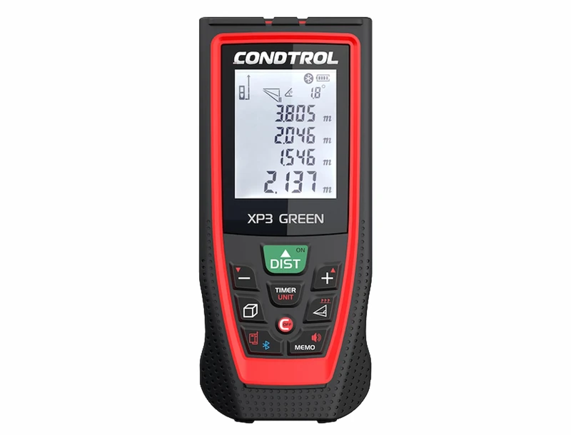 CONDTROL - XP3 Green Range Finder - Range 0.05 to 120 m - Clearly Visible Green Beam - 30 Values Memory - Bluetooth - 2+1 Year Warranty - Delivered with Accessories