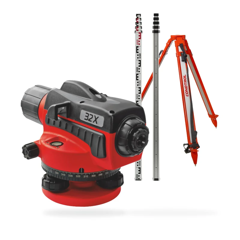 CONDTROL - KITNIV-32 Optical Level Pack + 5 m Sight + Aluminum Tripod with 5/8" Thread - 32x Zoom - Simple Leveling - Delivered with Accessories